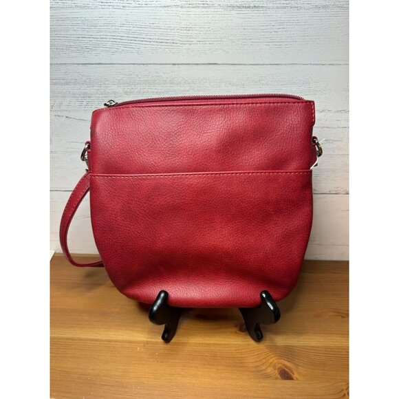 S-Q Vegan Leather Crossbody/Shoulder Bag Purse in Red With Zipper closures - Picture 3 of 9